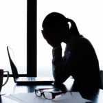 グリーフケアセッションあまやどり・パソコン前で悲しむ女性の姿